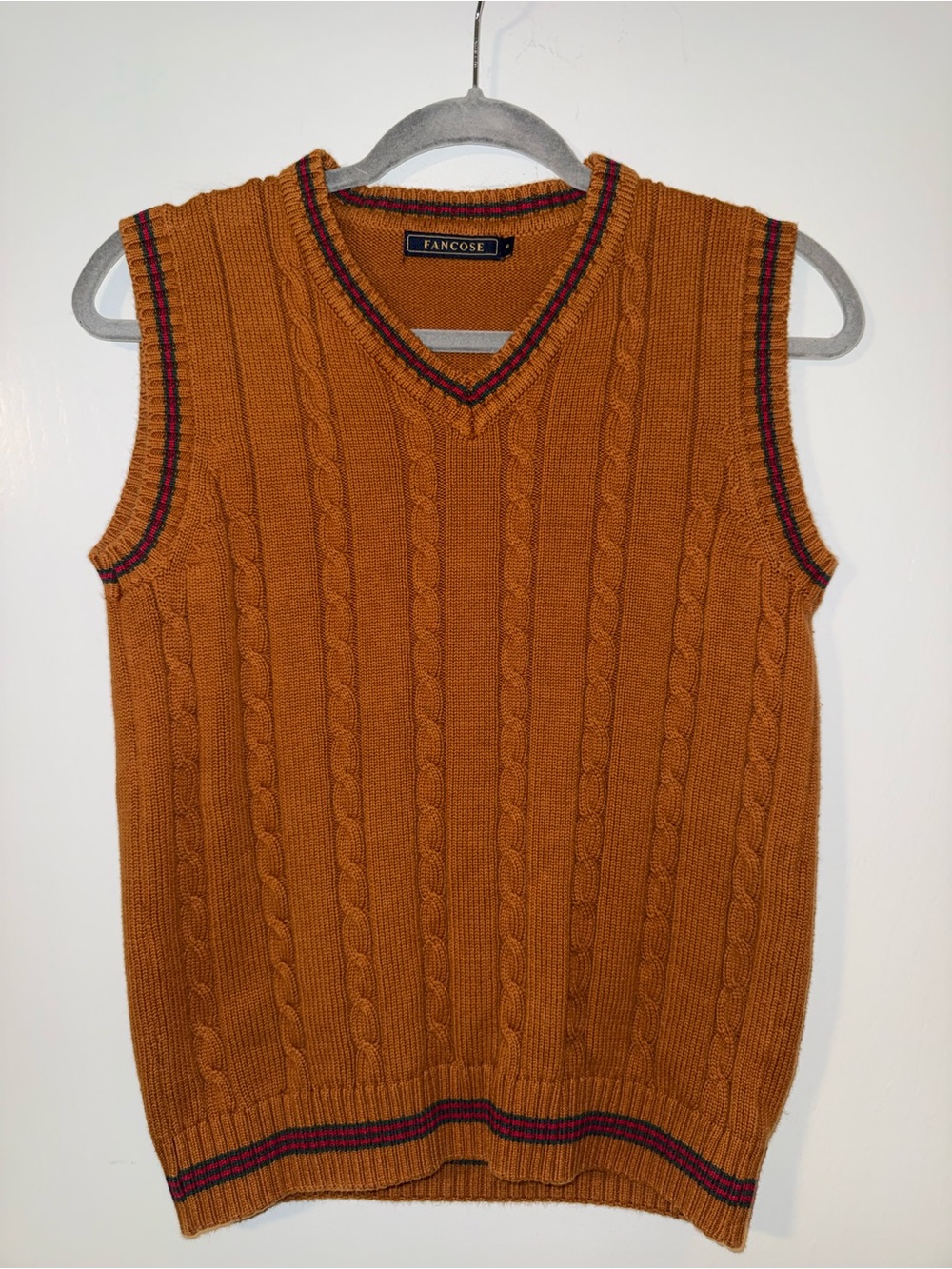 Fancose Cable Knit V-Neck Sweater Vest